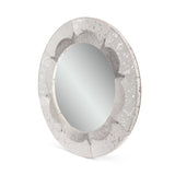 Handcrafted Boho Studded Leather Round Wall Mirror - NH490413