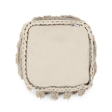 Handcrafted Boho Fabric Cube Pouf with Tassels - NH569313