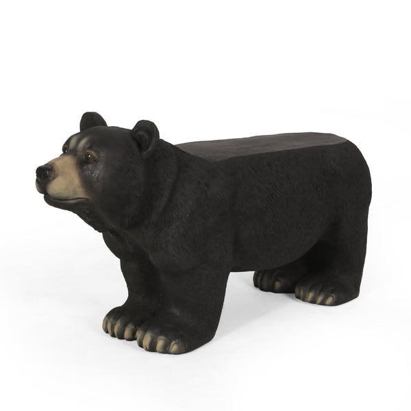 Outdoor Bear Garden Bench, Matte Black - NH595513