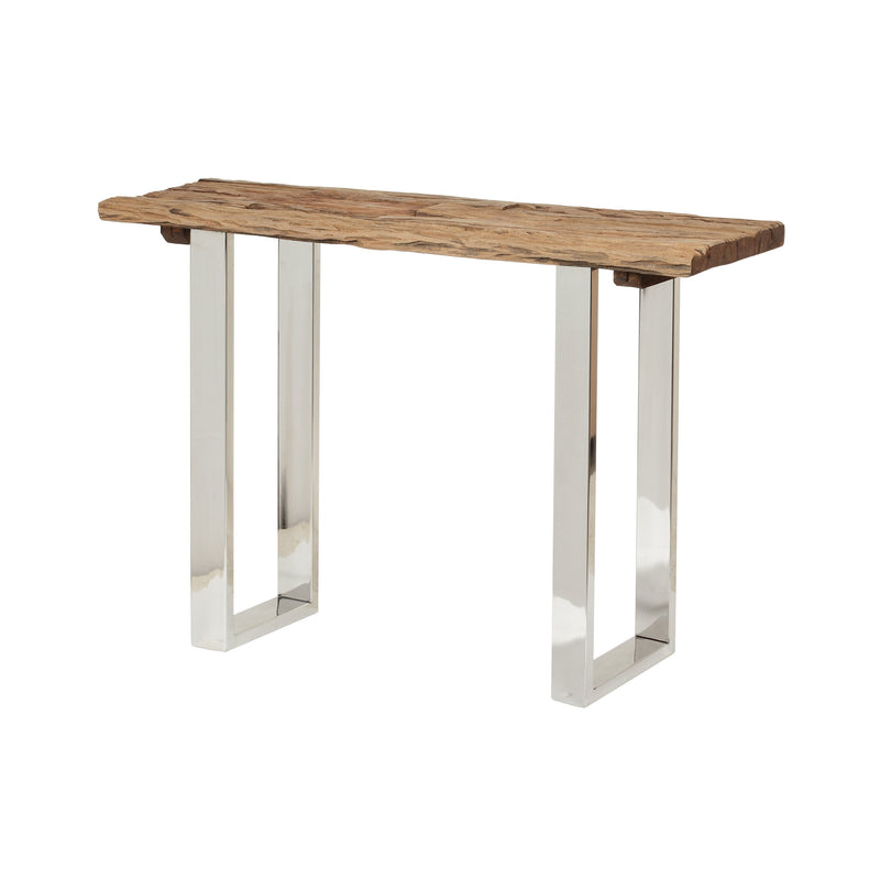 Rustic Glam Console Table with Raw Wood Tabletop - NH005313