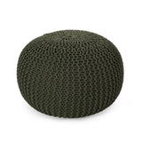 Modern Knitted Cotton Round Pouf - NH088313