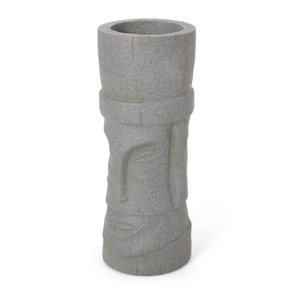 Outdoor Polynesian Decorative Planter, Stone Gray - NH853413