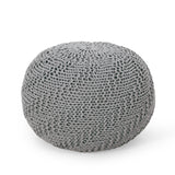 Modern Knitted Cotton Round Pouf - NH988313