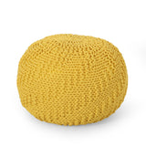 Modern Knitted Cotton Round Pouf - NH988313