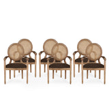 French Country Wood and Cane Upholstered Dining Chair - NH651513