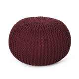 Modern Knitted Cotton Round Pouf - NH088313