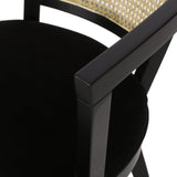 Delwood Traditional Upholstered Wood and Cane Dining Chairs, Set of 2