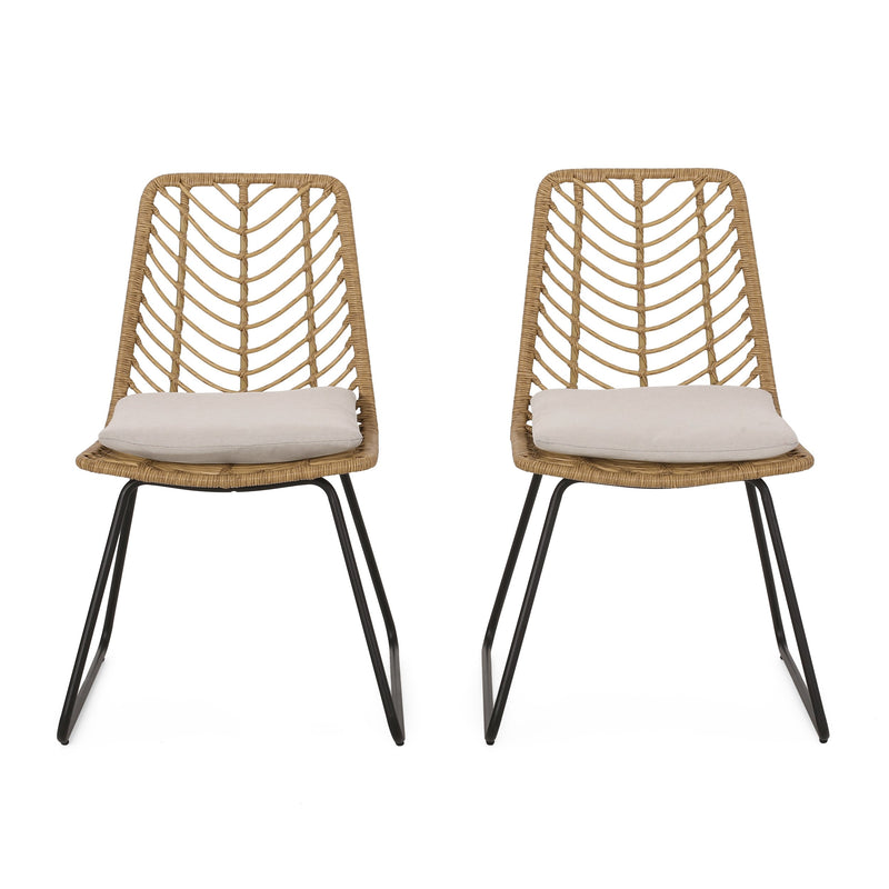 Outdoor Wicker Chairs with Cushion, Set of 2 - NH210413