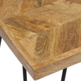 Modern Industrial Handcrafted Mango Wood Side Table with Hairpin Legs, Natural and Black - NH877413