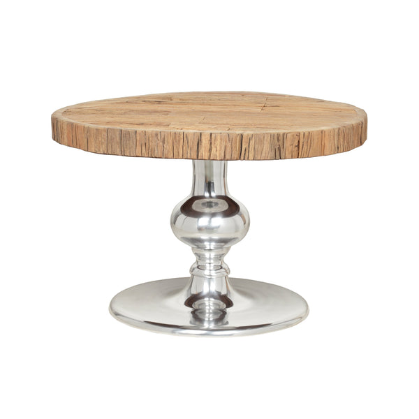 Handcrafted Rustic Glam Coffee Table with Raw Wood Tabletop - NH155313