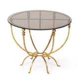 Modern Glam Handcrafted Glass Top Coffee Table, Gold and Black - NH030513