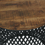 Modern Industrial Handcrafted Mango Wood Lace Cut Side Table, Natural and Black - NH416413