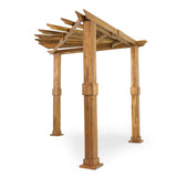 Outdoor Acacia Wood Triangle Pergola, Teak and Black - NH948413