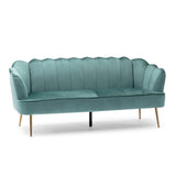 Modern Glam Velvet Channel Stitch 3 Seater Shell Sofa - NH378413