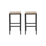 Outdoor Modern Industrial Acacia Wood Bar Stools (Set of 2) - NH202313