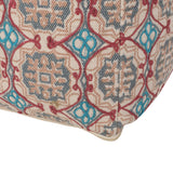 Handcrafted Boho Fabric Cube Pouf - NH438313