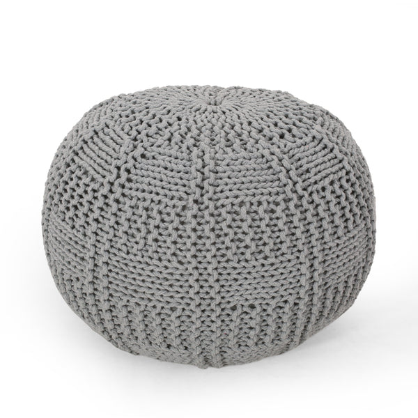 Modern Knitted Cotton Round Pouf - NH121413