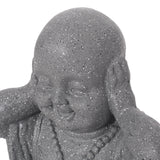 Outdoor Hear No Evil Monk Garden Statue, Stone Gray - NH363413