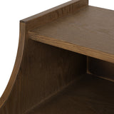 Contemporary End Table with Hutch, Walnut, Natural, and Antique Gold - NH392513