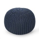 Modern Knitted Cotton Round Pouf - NH311413