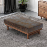 Modern Microfiber Cocktail Ottoman with Wood Frame - NH085213