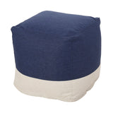 Contemporary Two Tone Fabric Cube Pouf - NH999313