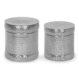 Modern Handcrafted Textured Iron Side Tables, Set of 2, Nickel Antique - NH136413