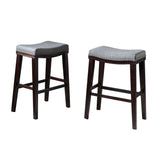 Studded 30 Inch Charcoal Fabric Saddle Barstool, Set of 2 - NH988303