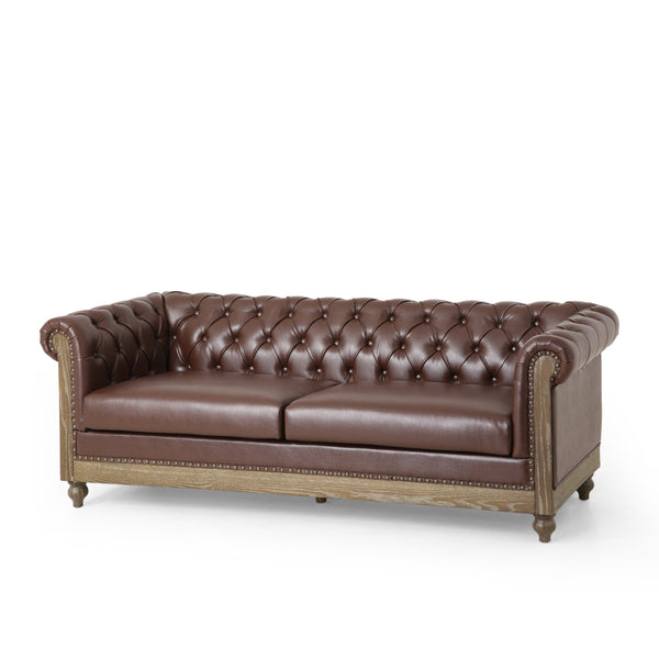 Tufted 3 Seater Sofa with Nailhead Trim - NH535413