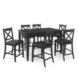 Farmhouse Wood Counter Height 7 Piece Dining Set - NH757413