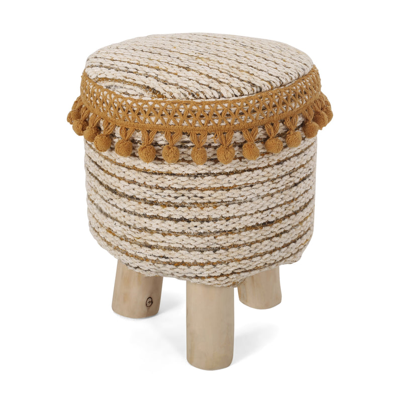 Handcrafted Boho Fabric Stool - NH004313