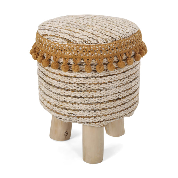 Handcrafted Boho Fabric Stool - NH004313