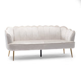 Modern Glam Velvet Channel Stitch 3 Seater Shell Sofa - NH378413