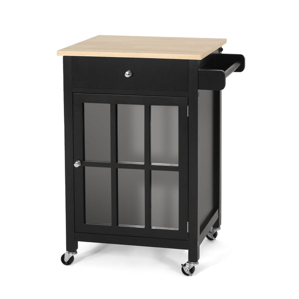 Contemporary Glass Paneled Kitchen Cart - NH693413