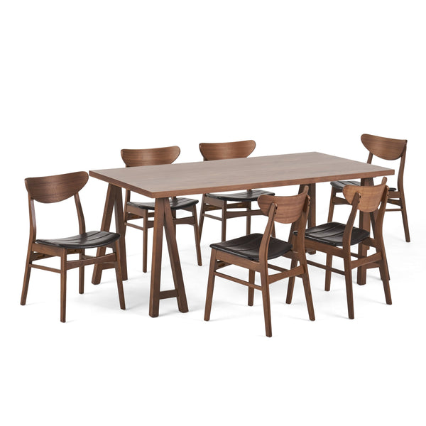 Mid-Century Modern 7 Piece Dining Set with A-Frame Table - NH592313