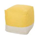 Contemporary Two Tone Fabric Cube Pouf - NH999313