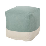 Contemporary Two Tone Fabric Cube Pouf - NH999313