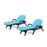 Outdoor Faux Wicker Chaise Lounges with Cushion (Set of 2) - NH222313