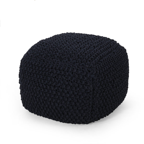 Modern Knitted Cotton Cube Pouf - NH298313