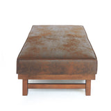 Modern Microfiber Cocktail Ottoman with Wood Frame - NH085213