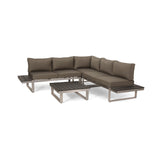 Outdoor Aluminum V-Shaped 5 Seater Sofa Set with Cushions - NH203313