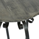 Modern Industrial Handcrafted Mango Wood Side Table, Gray and Black - NH926413