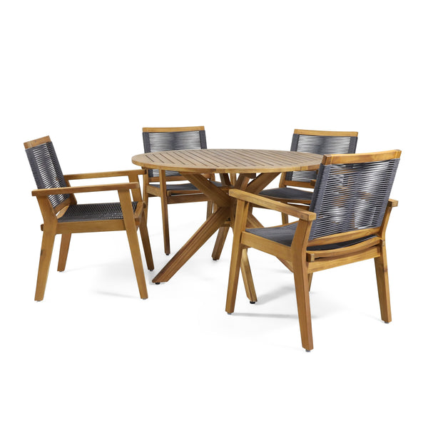 Outdoor 5 Piece Acacia Wood Dining - NH296313