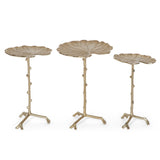 Boho Glam Handcrafted Aluminum Lily Pad Side Tables (Set of 3), Antique Gold - NH436413