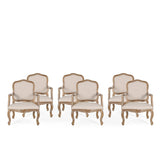 French Country Wood Upholstered Dining Armchair - NH581513