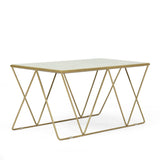 Modern Glam Handcrafted Marble Top Coffee Table - NH037413