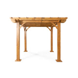 Dorain Outdoor 10' x 10' Acacia Wood Pergola, Teak