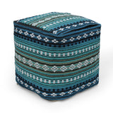 Boho Handcrafted Peruvian Print Cube Pouf - NH615413