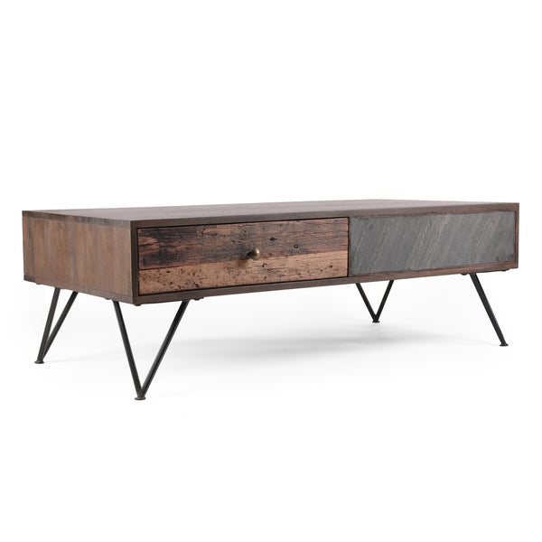 Handcrafted Boho Mango Wood Coffee Table with Drawers - NH380413