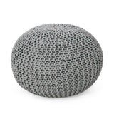 Modern Knitted Cotton Round Pouf - NH088313